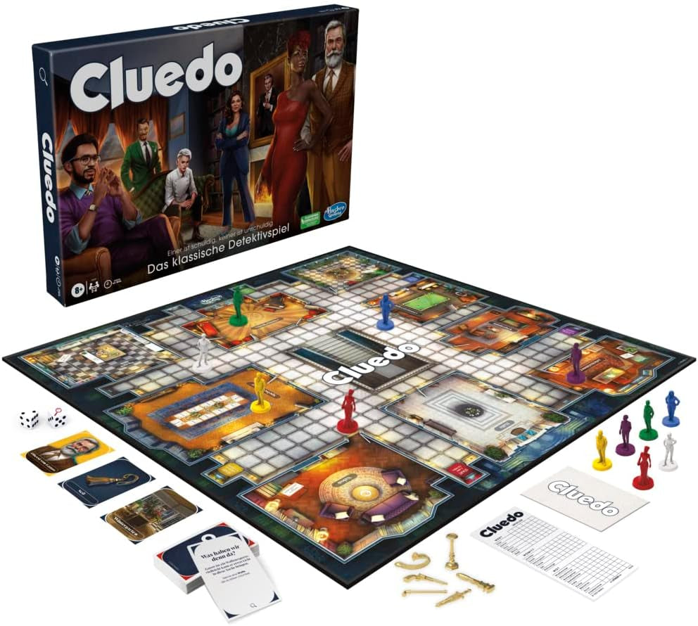 Hasbro Gaming Cluedo Jeu de société pour enfants à partir de 8 ans, jeu Cluedo repensé pour 2 à 6 joueurs, jeu de détective et de puzzle, jeu mystère parfait pour