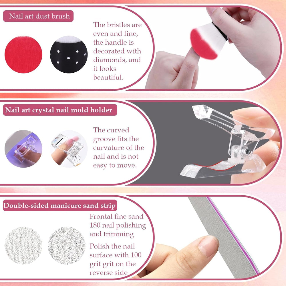 288 Ensemble de formes d'ongles doubles, ensemble de nail art double forme, 12 formes d'extension d'ongles, formes d'ongles en gel, adaptées aux débutants et aux manucures