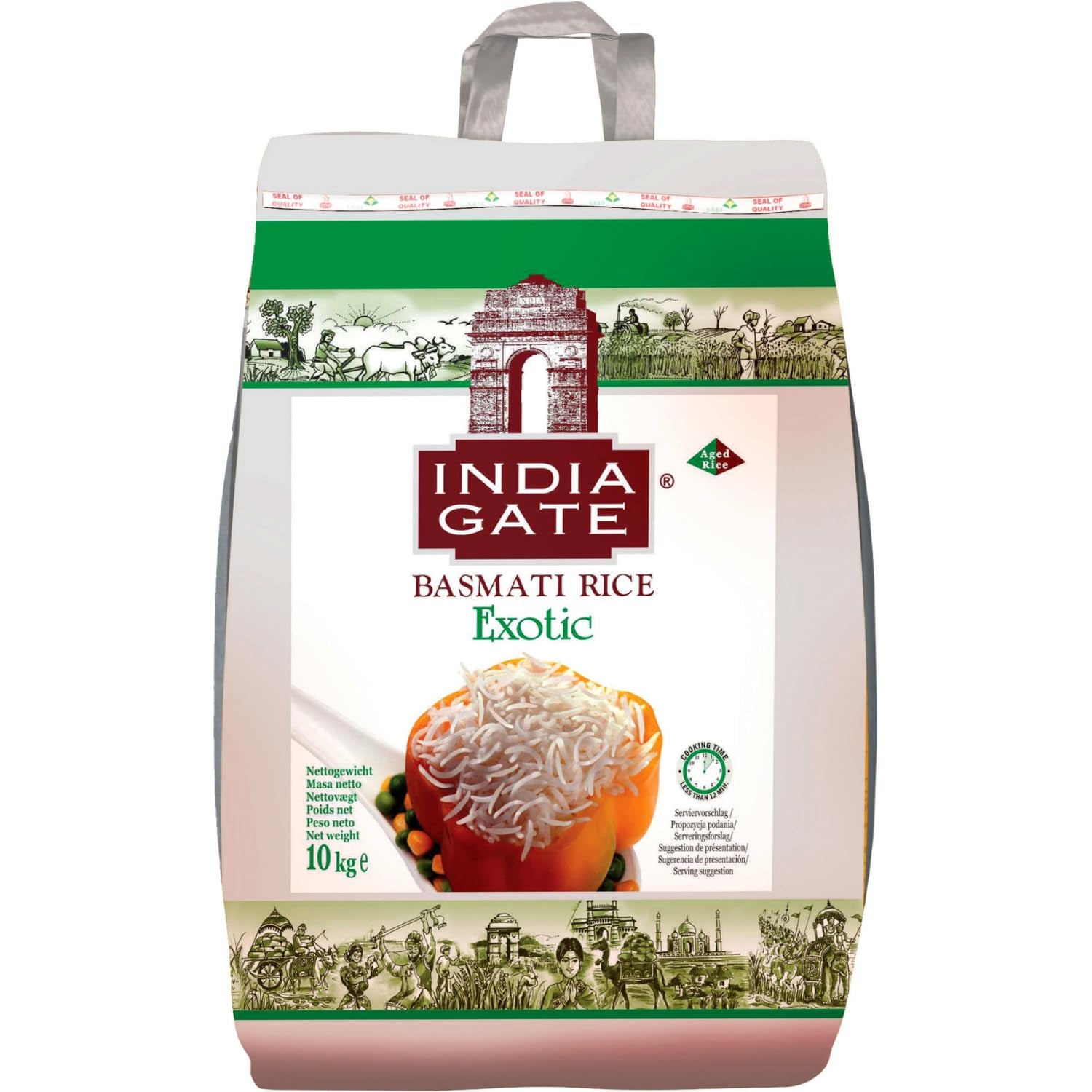 INDIA GATE Premium Basmati Rice – Riz fin à grains longs, aromatique, d'Inde, à grains longs fins (1 x 5 kg)