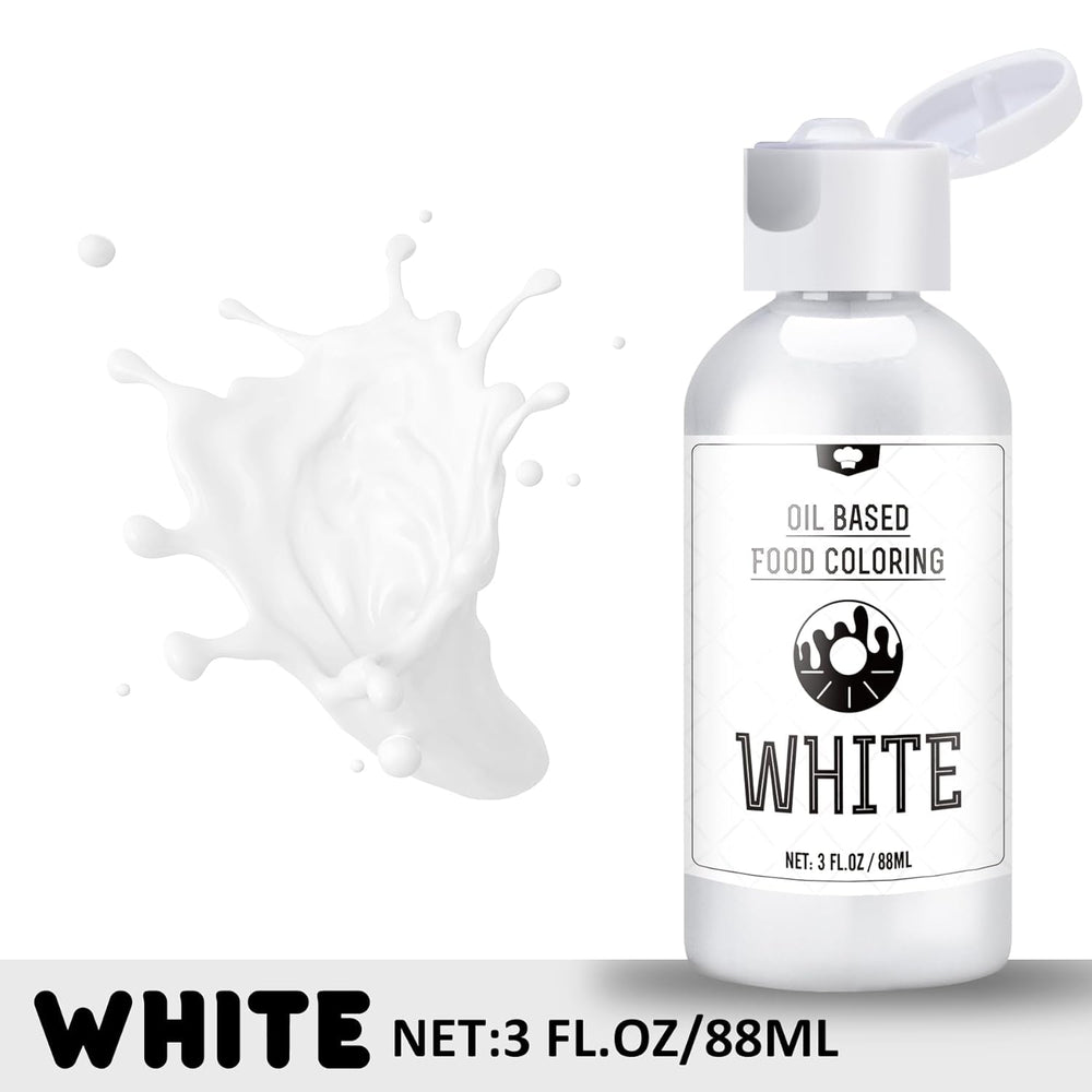 Colorant alimentaire chocolat soluble dans les graisses – 88 ml de colorant alimentaire à base d'huile pour fondant, pâtisserie, gâteaux, biscuits – colorant alimentaire liquide sans saveur pour beurre de cacao, gâteaux, crème au beurre (blanc)