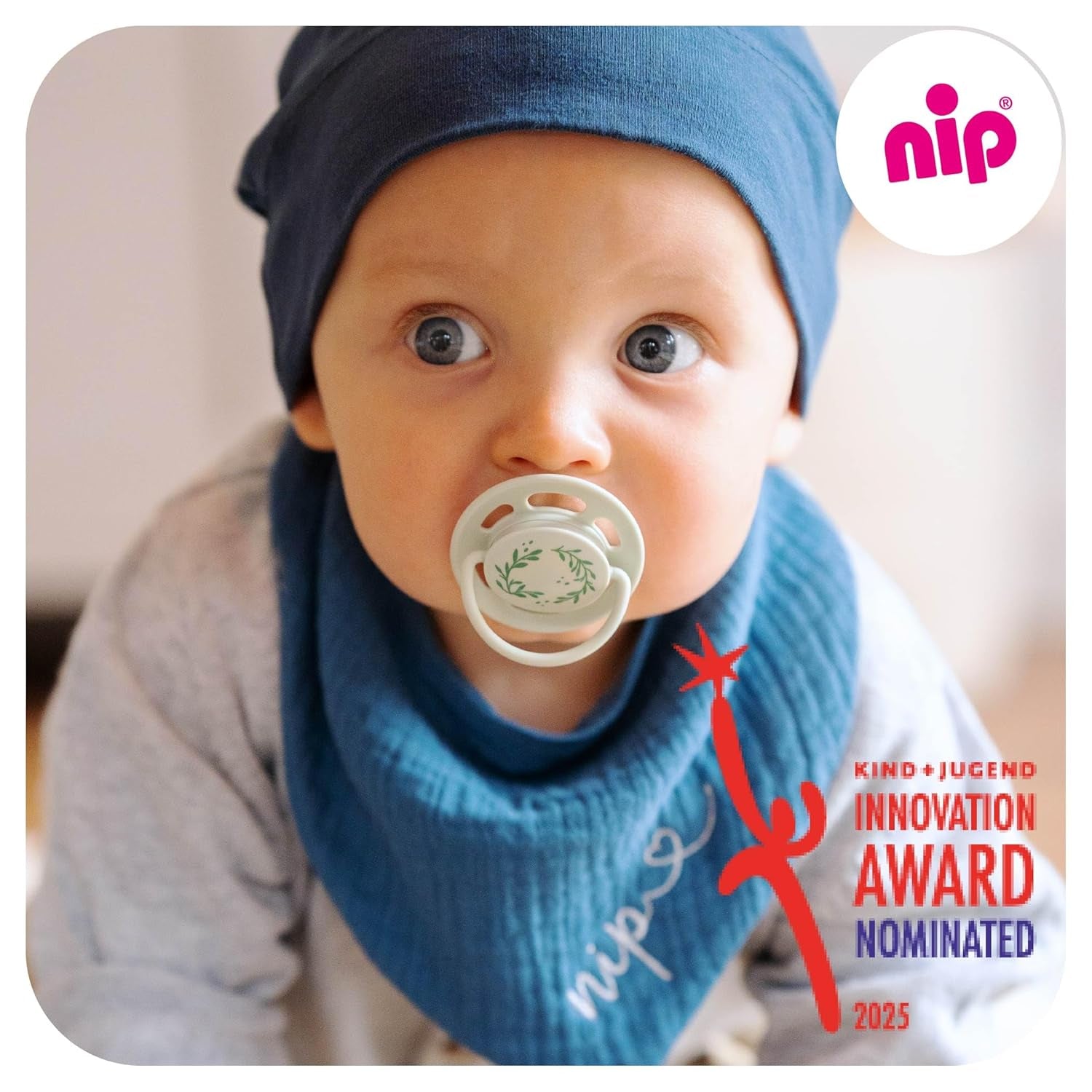 pincement - Vert Cerise | 0-6 mois | Paquet de 4 | Sucette pour bébé, adaptée à l'allaitement et à la dentition. Sucette durable, fabriquée à partir de matières premières naturelles, vert clair/marron