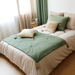 Couette 4 pompons, jute, 90 X 190 Cm, argile, 2007AGCHLJT090190, 90 X 190 Cm Quilts et quilts Naty Shop