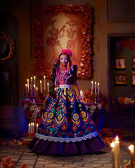 Poupée Barbie Día De Muertos 2022 avec robe traditionnelle à volants, couronne de fleurs et peinture pour le visage Calavera, cadeau pour les collectionneurs