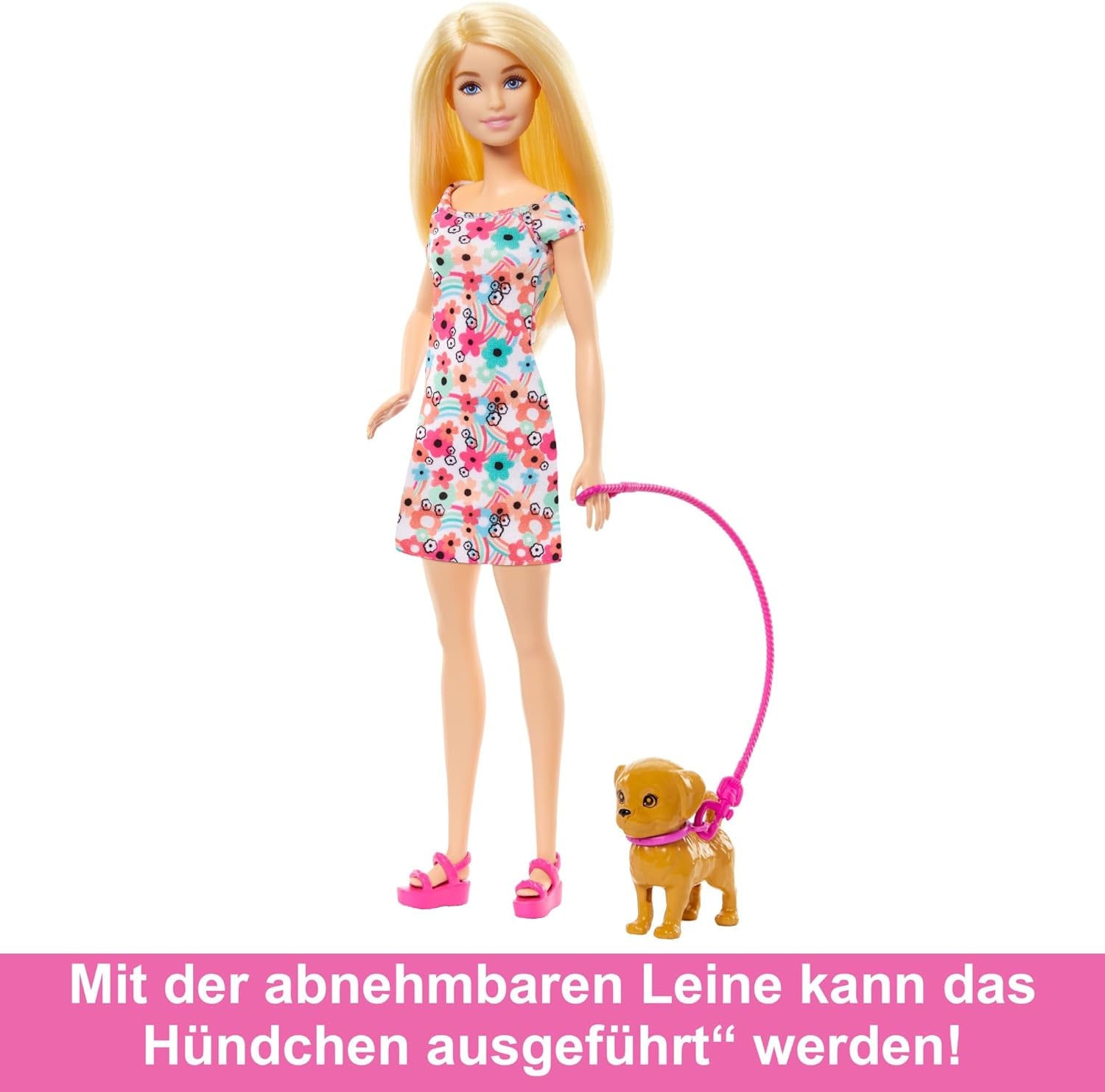 Barbie Hundeduo Puppe und Zubehör, inklusive Hündchen und großem Hund mit Rollstuhl, Leine, Fressnapf, Tierbett und Knochenleckerlis, für Kinder ab 3 Jahren, HTK37