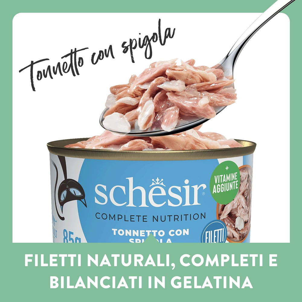 Ton spinos în jeleu, hrană umedă completă pentru pisici, la conservă, cu vitamine adăugate, 100% natural, 6 x 85 g