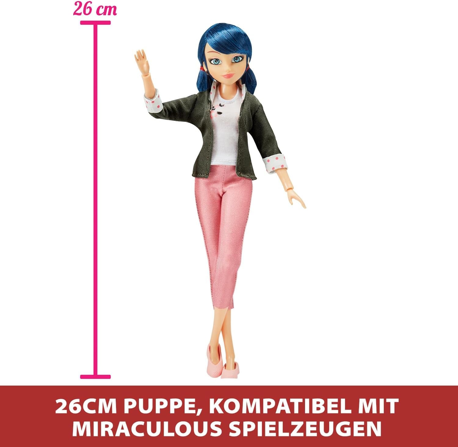 BANDAI - Miraculous Ladybug - Poupée Fashion Marinette et Ladybug - Poupée articulée de 26 cm avec 2 tenues - Poupée articulée Miraculous Toy - Jouet pour 4 ans et plus - P50355
