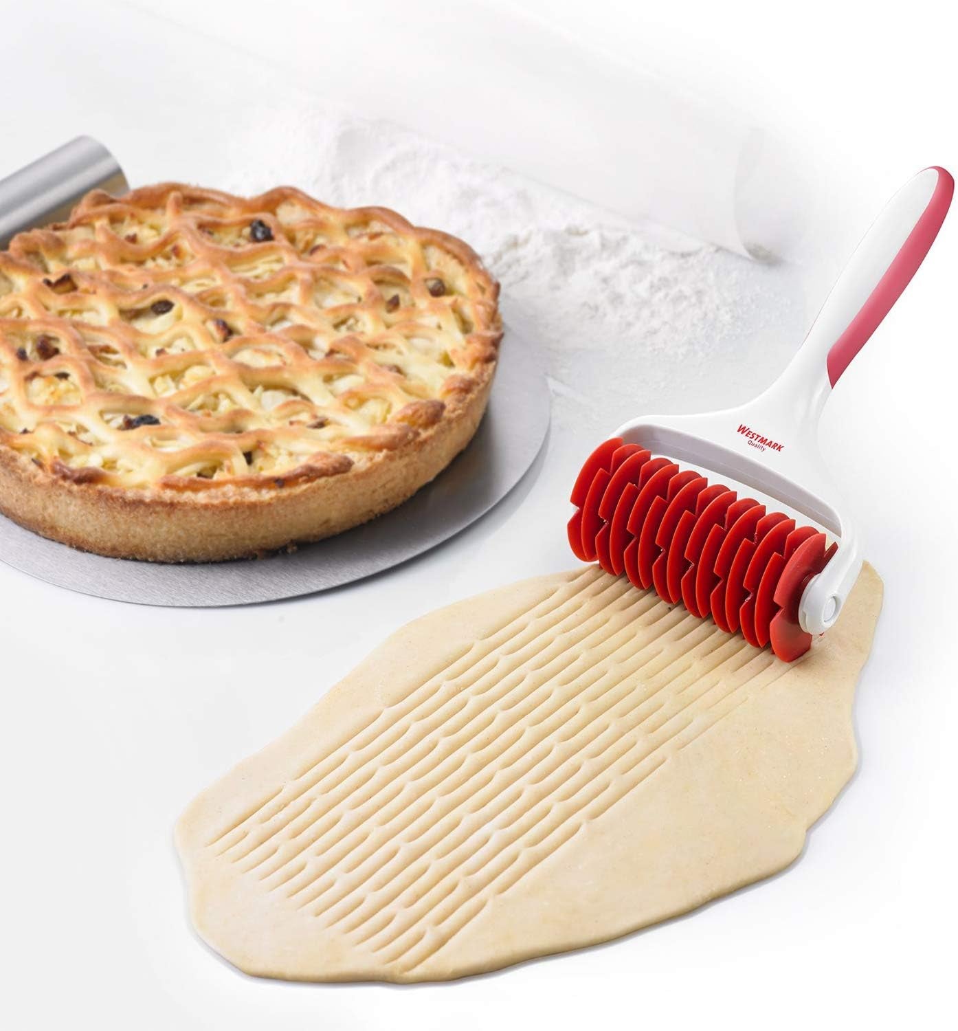 Rouleau Westmark avec filet, longueur : 19,5 cm, plastique, blanc/rouge, 32182270