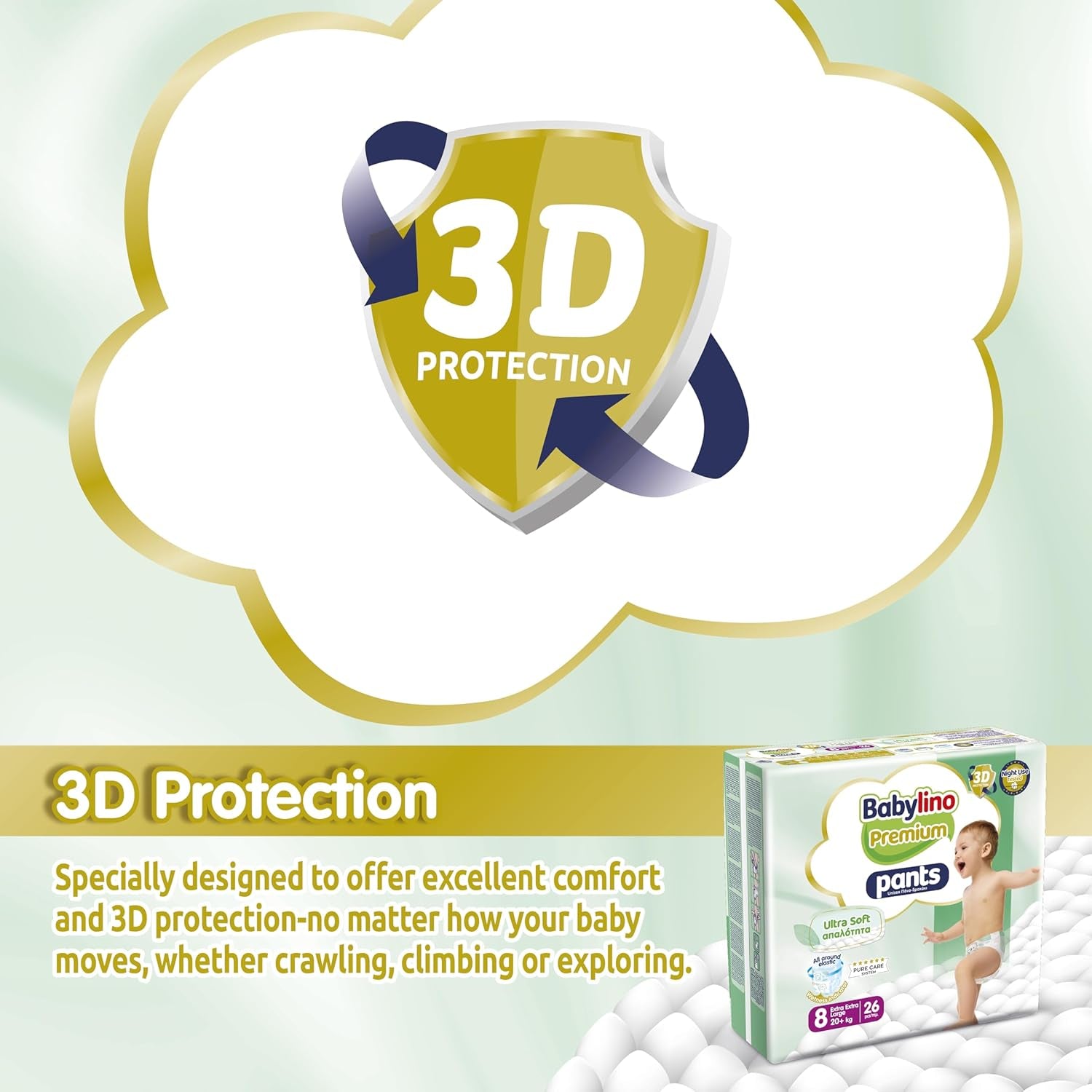 Pantalon Premium taille 8 avec filtre ultra doux, XXL (20+ kg), 104 pièces