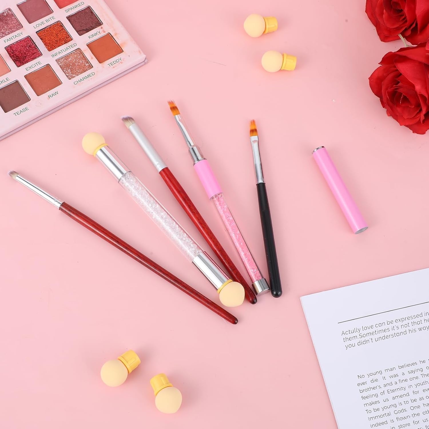 Nail Art Rendering-Werkzeuge Schwamm Undtupfpinsel, Sponge Brush Applicator, Double Kopf Ombre Sponge Stick Mit 4 Ersatzköpfe, Nail Art Schwamm Und Tupfpinsel, Ombre Nagelpinsel Für Gelnägel