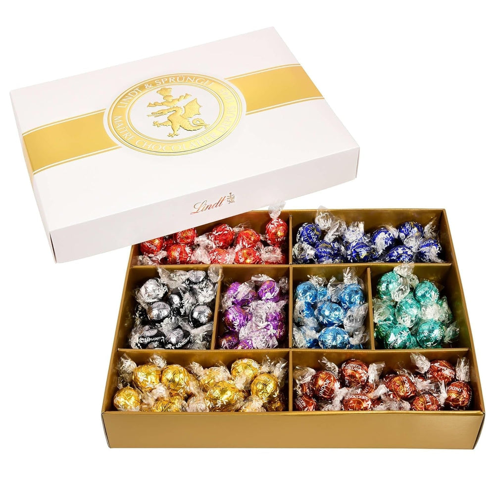 Lindt Schokolade LINDOR et ROULETTE Mélange | 1473G| Kugeln Mit Zartschmelzender Füllung Sowie Köstliche | 8 Sorten | Pralinengeschenk | Schokoladengeschenk | Großpackung Chocolats Naty Shop Lindor Classic Box Single