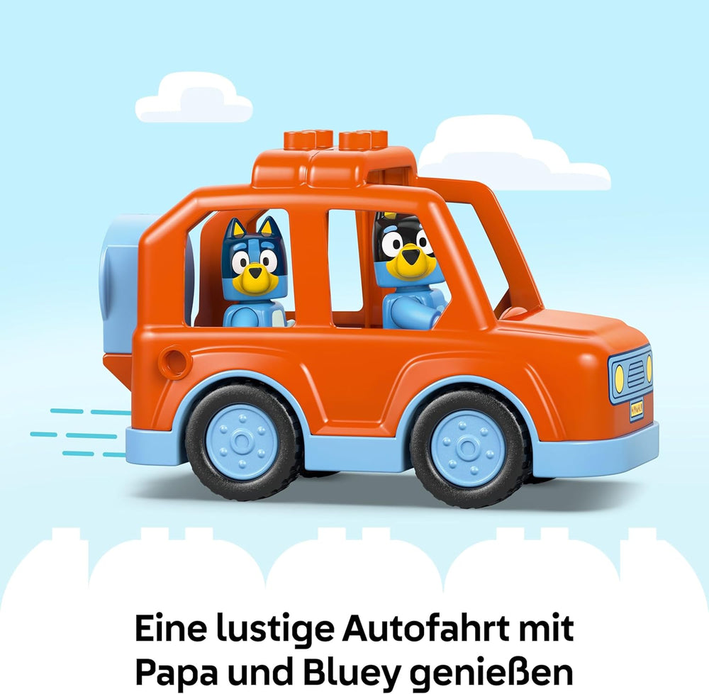 LEGO DUPLO Bluey : Transporter les enfants avec Bluey - Jeu de jeu pour petits enfants - Avec voiture de jeu et 2 figurines - Jeux pour enfants et jeunes à partir de 2 ans - 10458