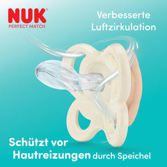 Sucettes NUK Perfect Match Air pour bébés | 0-6 mois | Sucettes orthodontiques qui favorisent la circulation de l'air et préviennent les éruptions cutanées causées par la salive | 95 % d'acceptation par les bébés** | Disney Winnie l'ourson | Paquet de 2