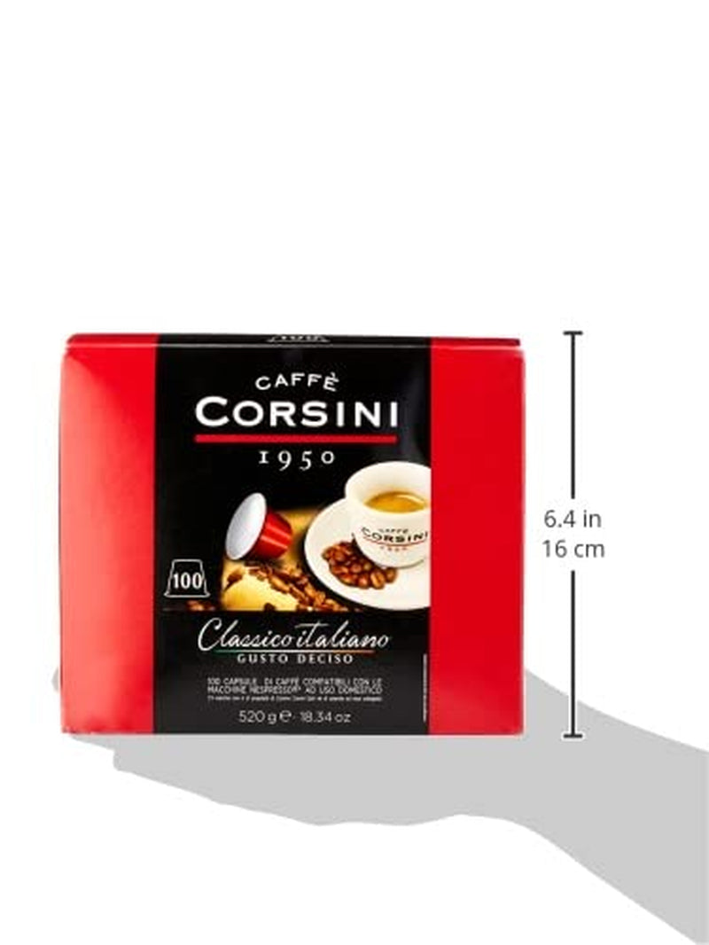 Caffè Corsini - Classico Italiano, Miscela Di Caffè En Capsules Compatibles Nespresso, Gusto Forte E Deciso - Confezione Da 100 Capsules
