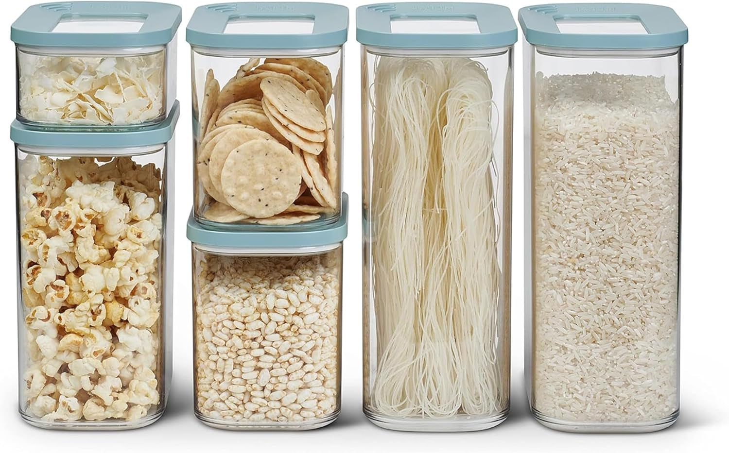 Mepal Lot de 6 Bocaux de Conservation avec Couvercles - Récipients Alimentaires Rectangulaires - Organisateur de Cuisine en Plastique - Récipients de Conservation Hermétiques - 2x 2000ml, 2x 1000ml, 1x 1500ml & 1x 425ml - Blanc Naty Shop Boîtes de Conservation Alimentaires Nordic Green 6 Pièces