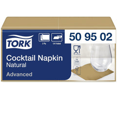 Serviette à cocktail Tork nature avec symbole environnemental pré-imprimé, 200 serviettes, 509502