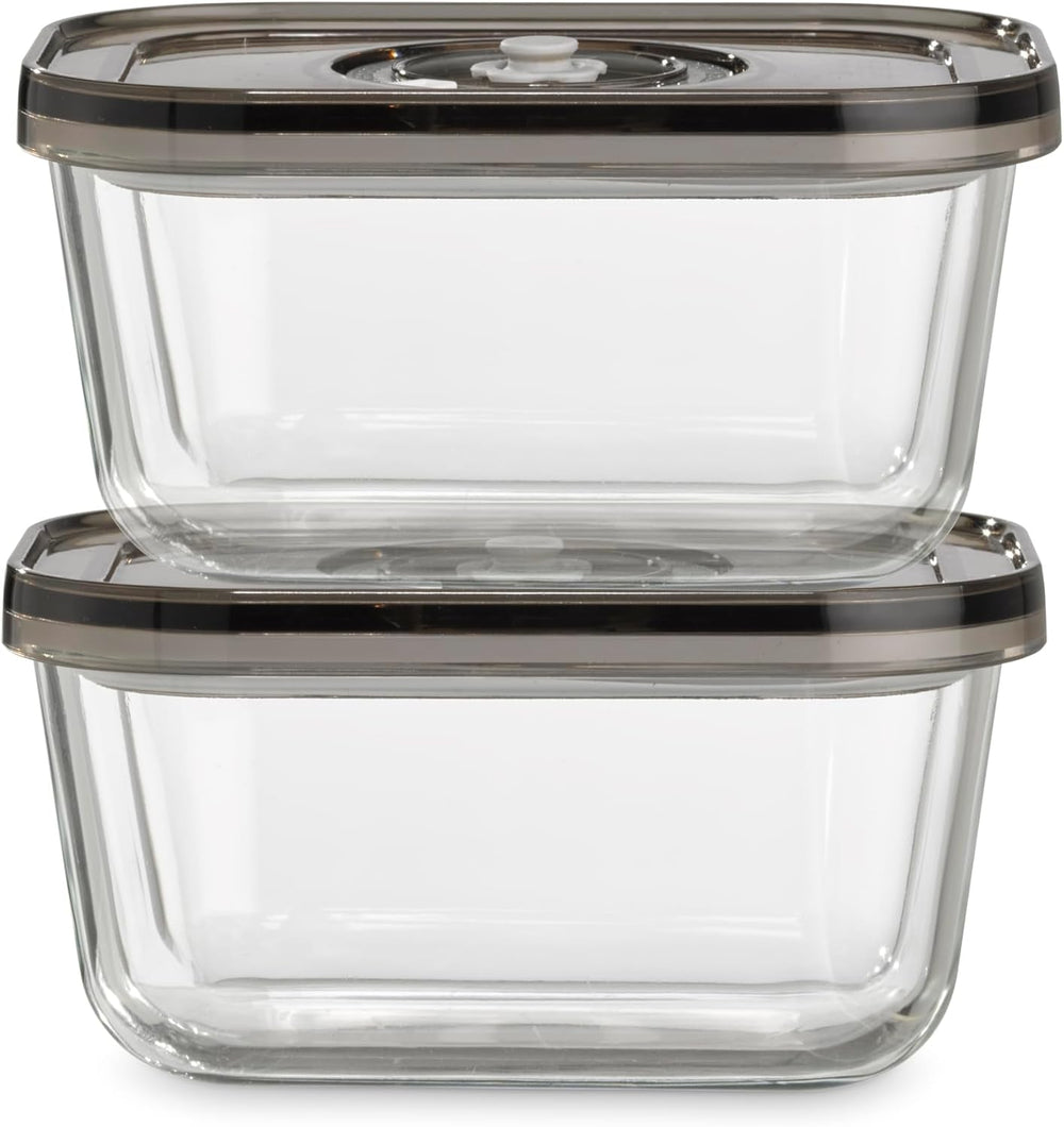 Set Caso Vacu OneTouch Eco, machine sous vide manuelle, comprenant 3 récipients sous vide en verre et VacuBoxx Eco-Duo S - récipient fraîcheur sous vide / 2 récipients de 500 ml chacun Boîtes de conservation alimentaire Naty Shop