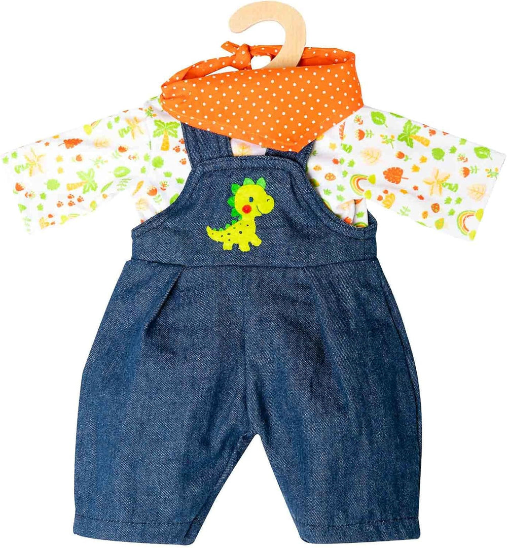 Heless 1115 - Kit d'accessoires pour chiots dans un design dinosaure, 3 pièces avec des pantalons, un t-shirt et un tissu, taille 28 - 35 cm