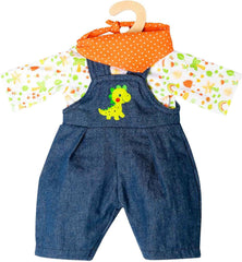 Heless 1115 - Kit d'accessoires pour chiots dans un design dinosaure, 3 pièces avec des pantalons, un t-shirt et un tissu, taille 28 - 35 cm