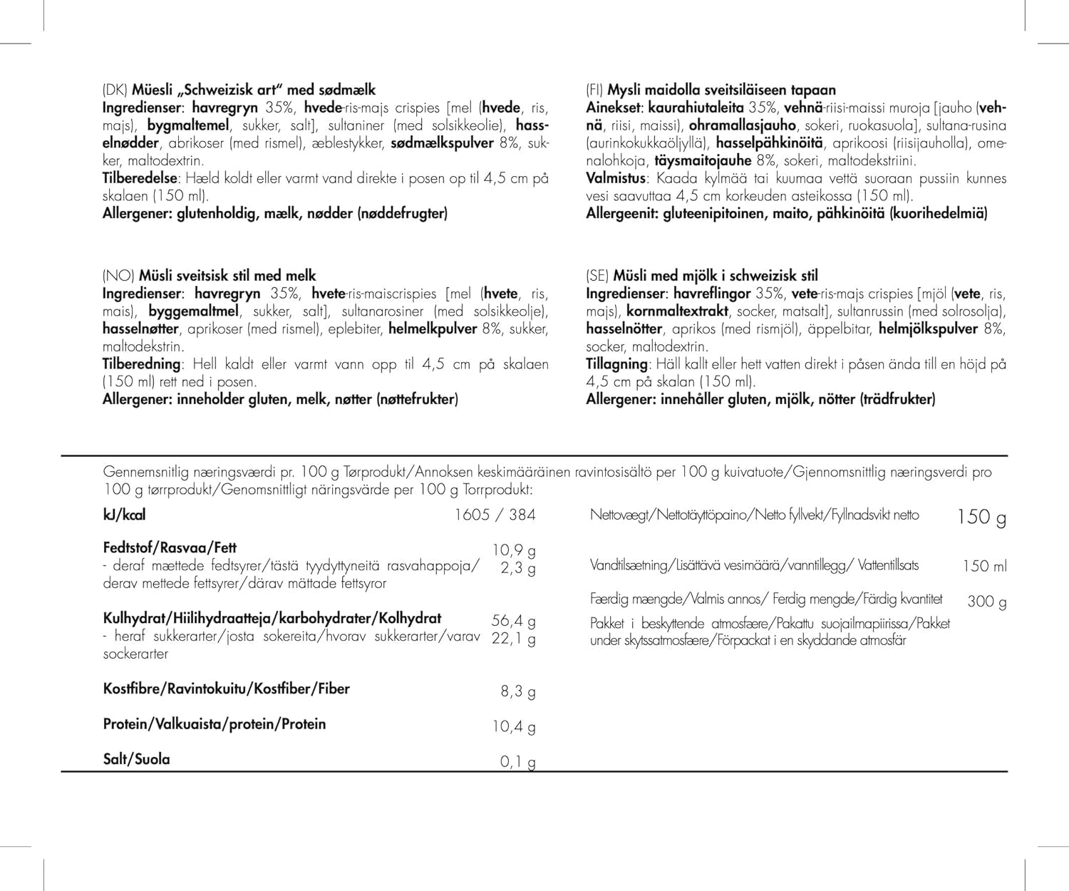 Trek'n Eat Swiss Muesli avec lait en poudre (Pack de 2)