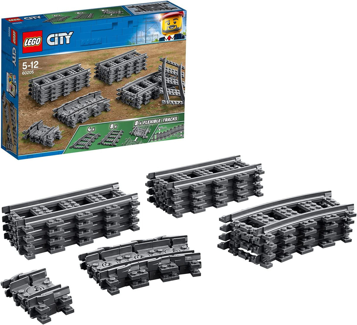 LEGO 60205 City Tracks 20 pièces ensemble d'extension pour enfants garçons et filles ensemble de jouets ensembles de construction Besuche den LEGO-Store 26X72X19Cm simple