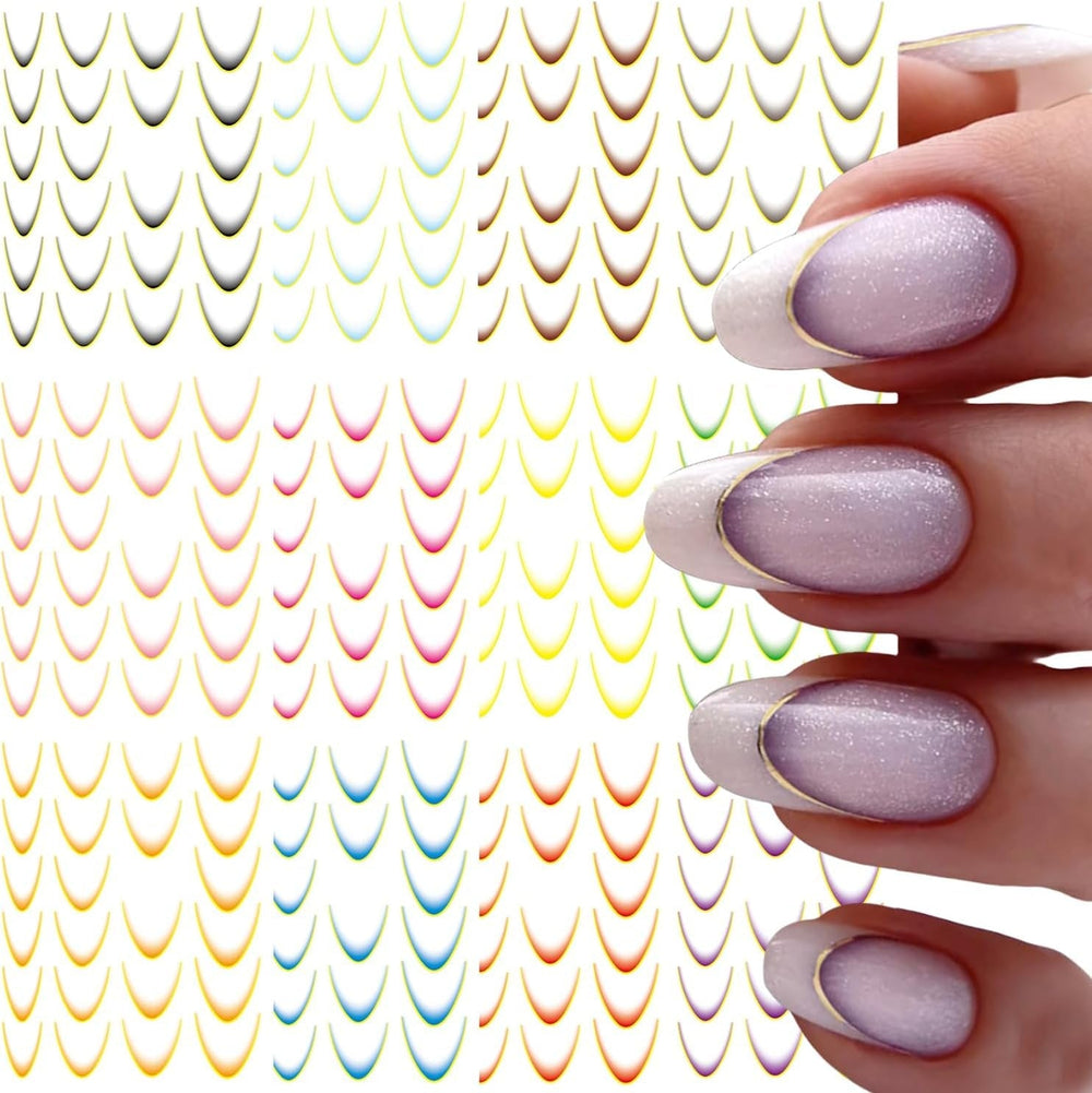 GZMAYUEN 12 culori franceze unghii autocolante 3D franceză culoare gradient unghii autocolante autoadezive unghii design unghii accesorii
