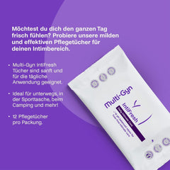 Multi-Gyn Intifresh, lingettes intimes à usage externe, 12 lingettes humides