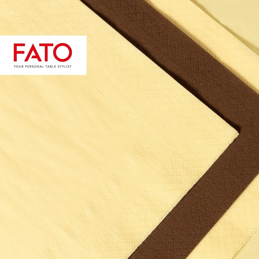 Fato - Serviettes en papier jetables, idéales pour les déjeuners et buffets décontractés, paquet de 50 serviettes, taille 33 x 33, 4 plis, 2 épaisseurs, couleur champagne, papier 100 % pure cellulose, FSC