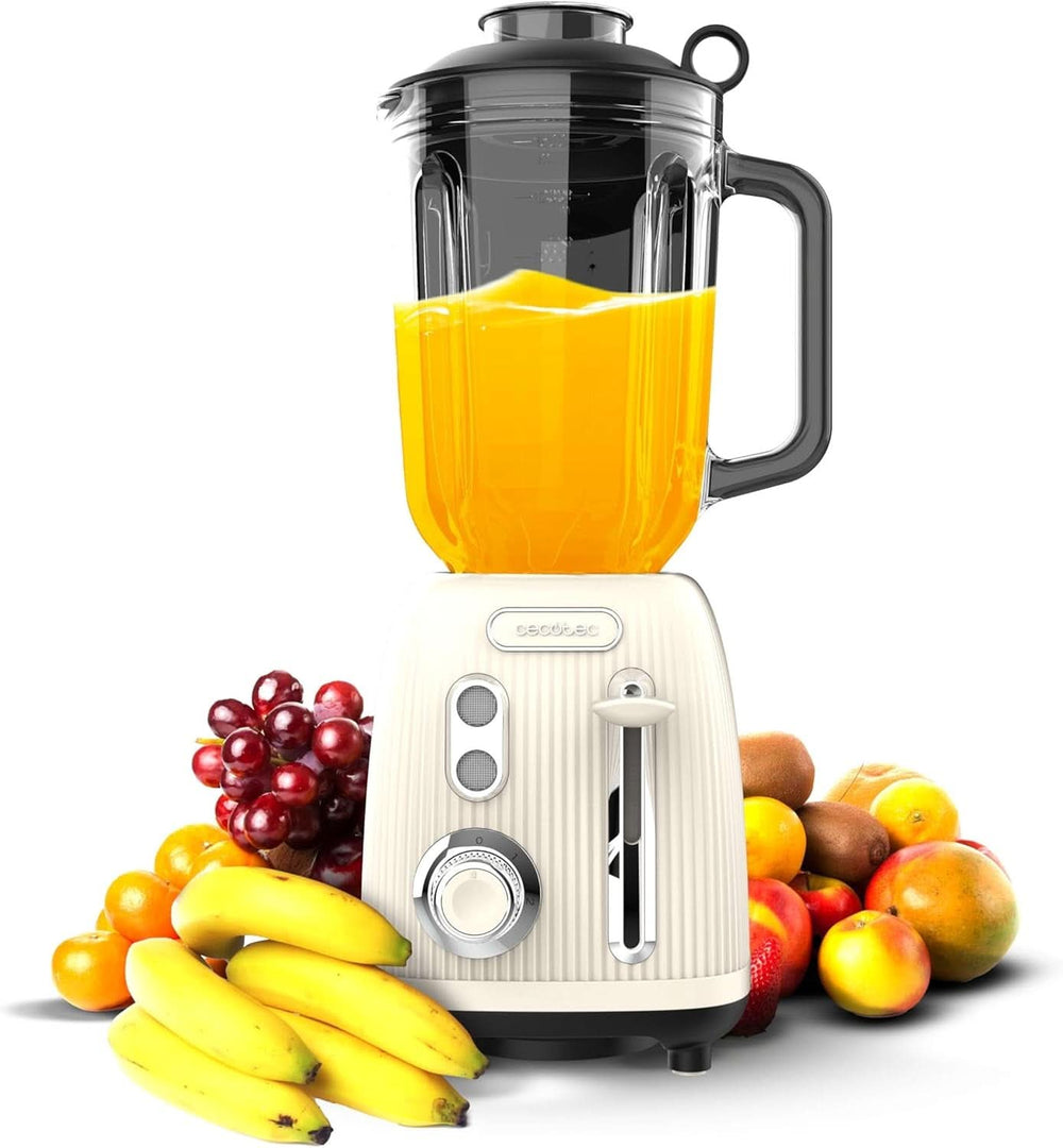 Cecotec Batteur Sur Socle Retro Power Noir Titane Retrogreen. 1200W Maximale Leistung, 2 Geschwindigkeiten, 4-Klingen-Messer Mit Schwarzer Titanbeschichtung et 1,5L Krug, Design Vintage en Grün Bucatarie Naty Shop Beige