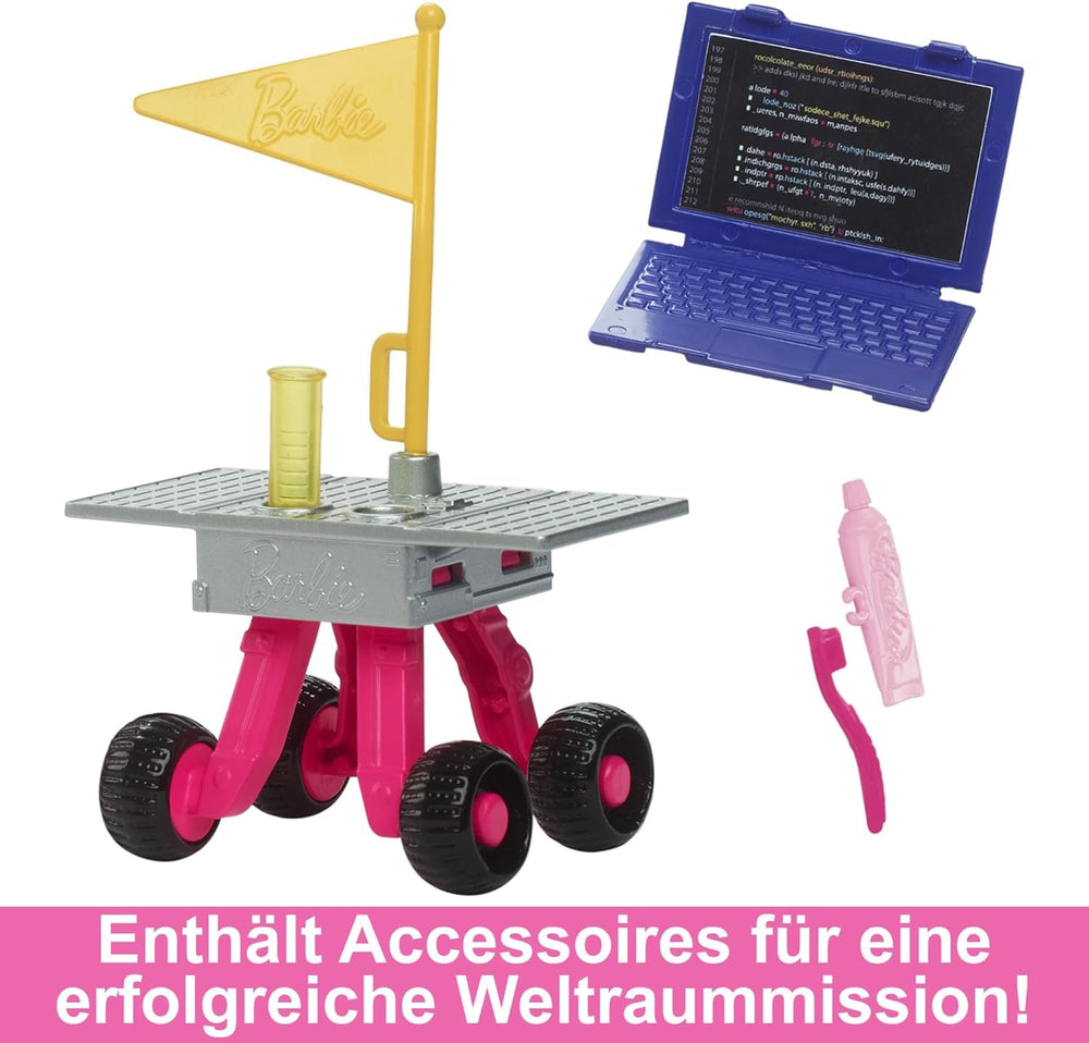 Poupée Barbie 65e anniversaire et 10 accessoires, ensemble astronaute pour poupée brune, rover à roues, casque spatial avec visière personnalisable et plus encore, poupées HRG45 Naty Shop