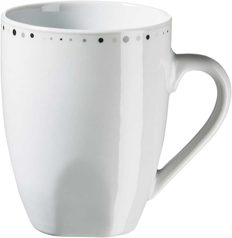 Mäser Fadilla Series Service de table combiné 42 pièces en porcelaine pour 6 personnes Blanc Noir Gris