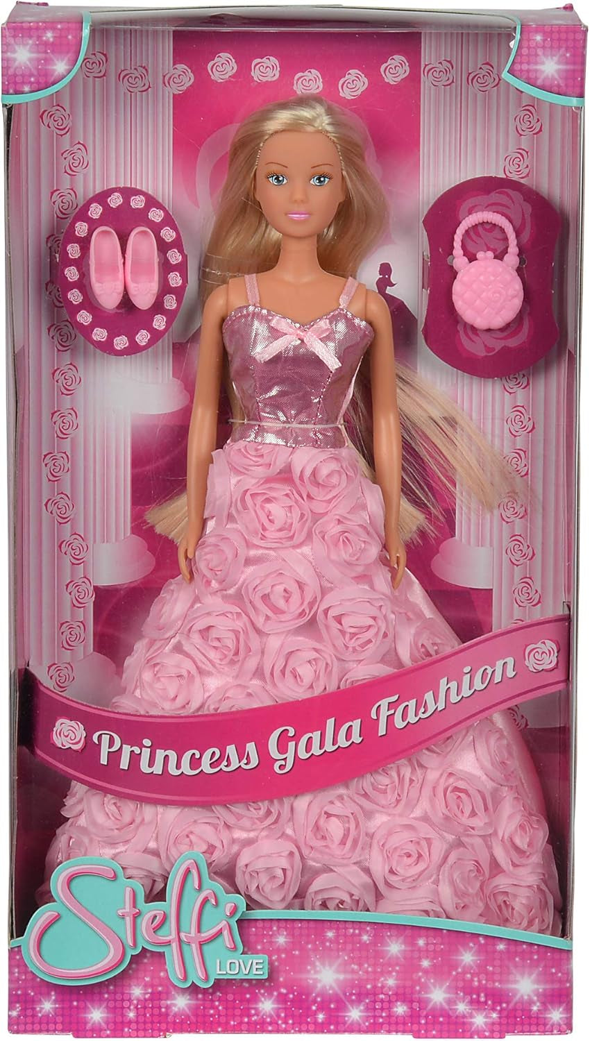 Simba 105739003 - Steffi Love Princess Gala Fashion, 2-Fach Sortiert, es Wird nur EIN Artikel geliefert, Spielpuppe as Prinzessin im traumhaften Rosenkleid mit Handtasche, 29cm, ab 3 Jahre