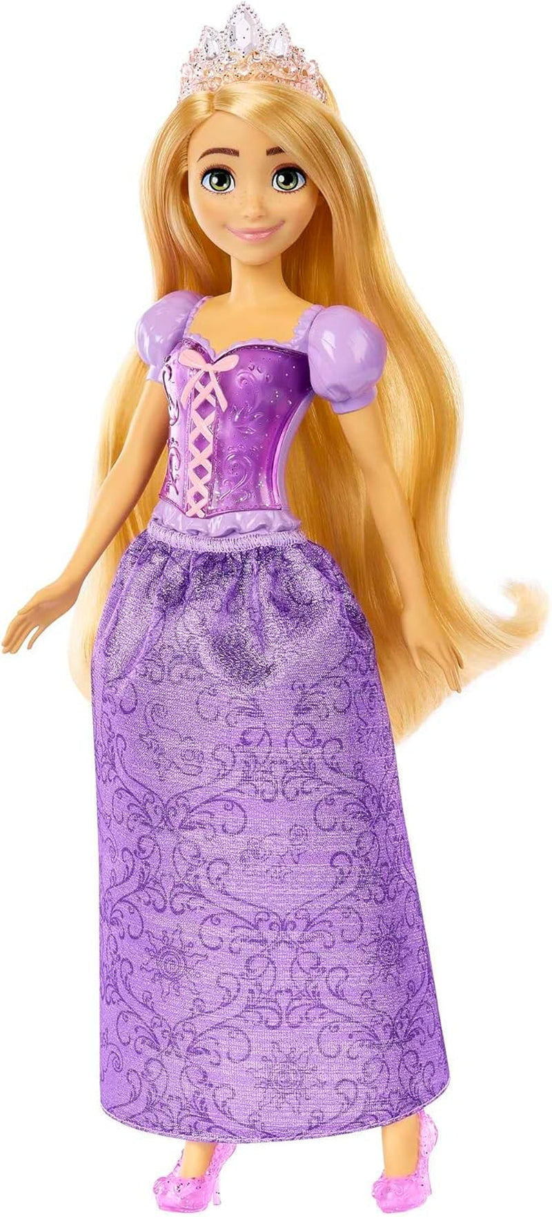 Poupée Mattel Disney Princess Raiponce, Cheveux longs, Mobile, Chaussures et diadème amovibles, Cadeaux Disney, Jouets à partir de 3 ans, HLW03 Naty Shop Dolls