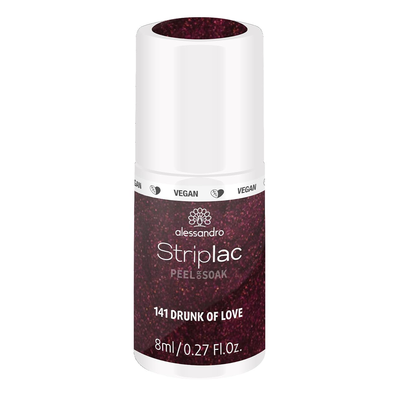 Vernis à ongles UV alessandro Striplac Elegant Ruby - Délicat et longue tenue - S'enlève facilement grâce à la technologie peel-off - Vegan et cruelty-free - 8 ml