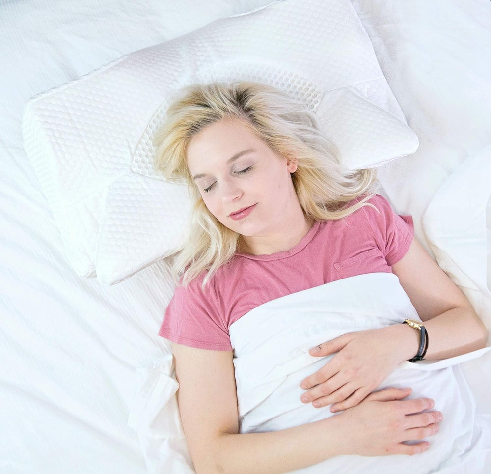 Elviros Oreiller Orthopédique en Mousse à Mémoire de Forme Curseur Latéral Oreiller de Soutien du Cou Oreiller pour Douleurs Cervicales Oreiller de Couchage Ergonomique pour Douleurs au Cou et aux Épaules 64 X 12,5/10,5 X 38 Cm Oreillers Orthopédiques Cervicaux Naty Shop