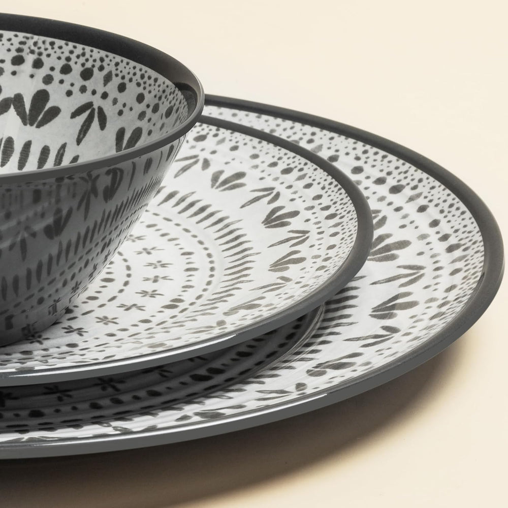 Ensemble de couverts en mélamine 24 pièces, ensemble d'assiettes et de vaisselle de Camping pour 4 personnes, pour les voyages et l'extérieur