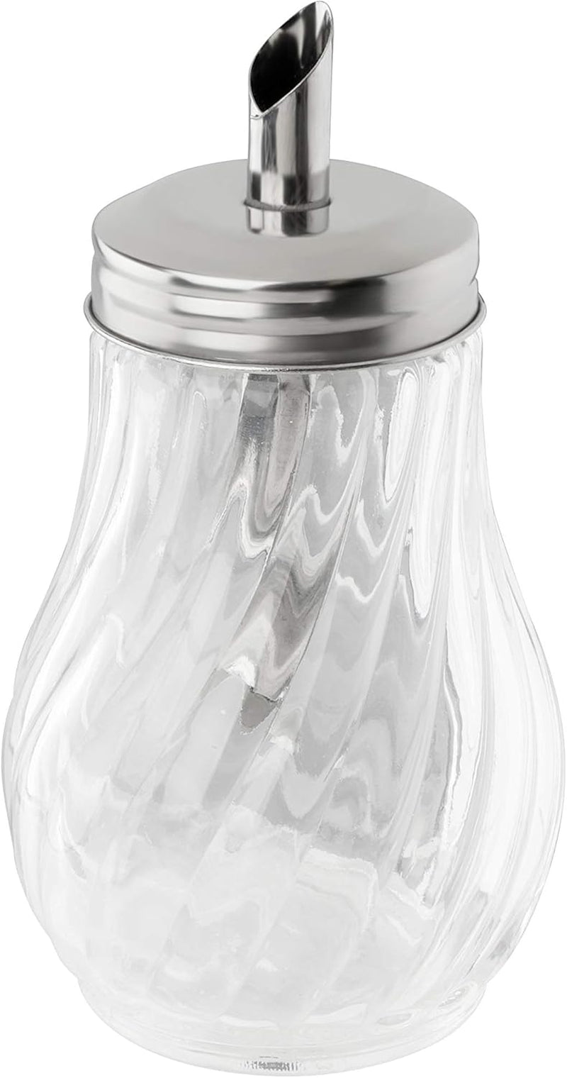 FMprofessional Distributeur de sucre FLEURETTE 280 ml, récipient en verre, récipient pour un dosage facile, récipient pour diverses occasions, récipient de haute qualité (couleur : argent), quantité : 1 pièce