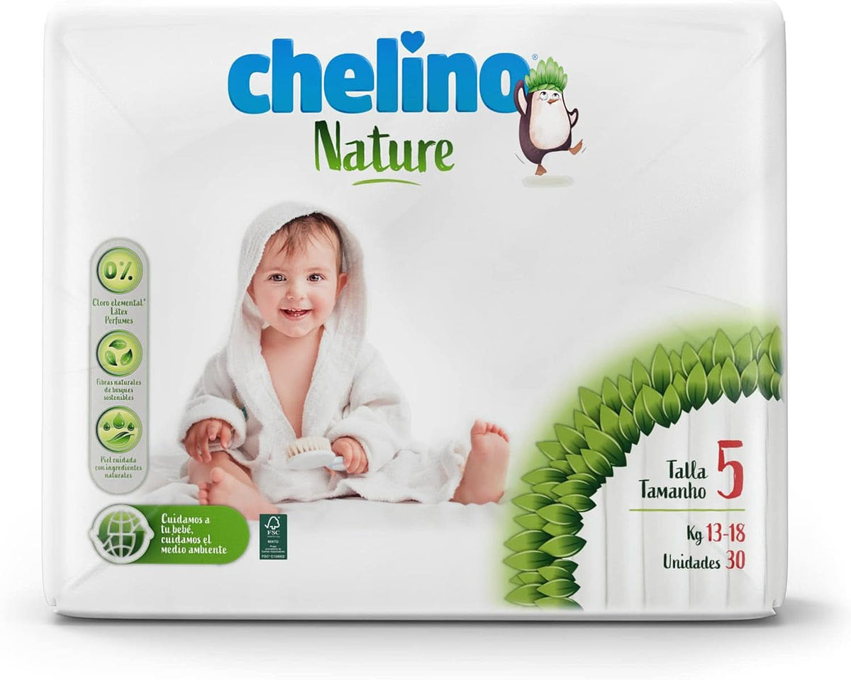 Couches Chelino Natura pour enfants taille 5 (13-18 kg), 180 couches Mère et Enfant Naty Shop