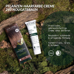 LOGONA Natural Cosmetics Plant Hair Colour Cream 240 Nougat Brown, Colorant natural pentru păr castaniu cu henna, cremă colorantă pentru tonuri de maro, colorare pentru păr închis la culoare, 150ml Vopsea pentru par Naty Shop