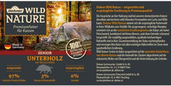 Dehner Wild Nature Katzenfutter Unterholz, Nassfutter getreidefrei / zuckerfrei, pour d'autres Katzen, Wildschwein, 6 x 400 g Dose, (2,4 kg)