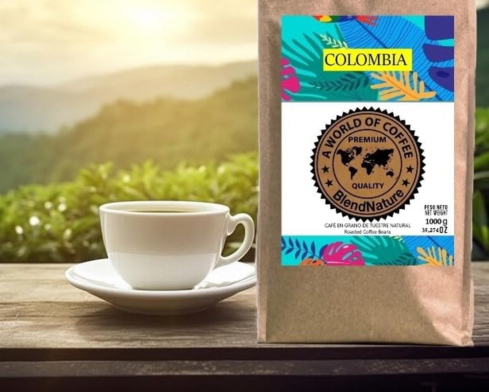 1 kg de grains de café naturels 100% Arabica - origine exclusive de Colombie - récompensé par 82 points par la Specialty Coffee Association (SCA) - pour son arôme, son goût et son excellence