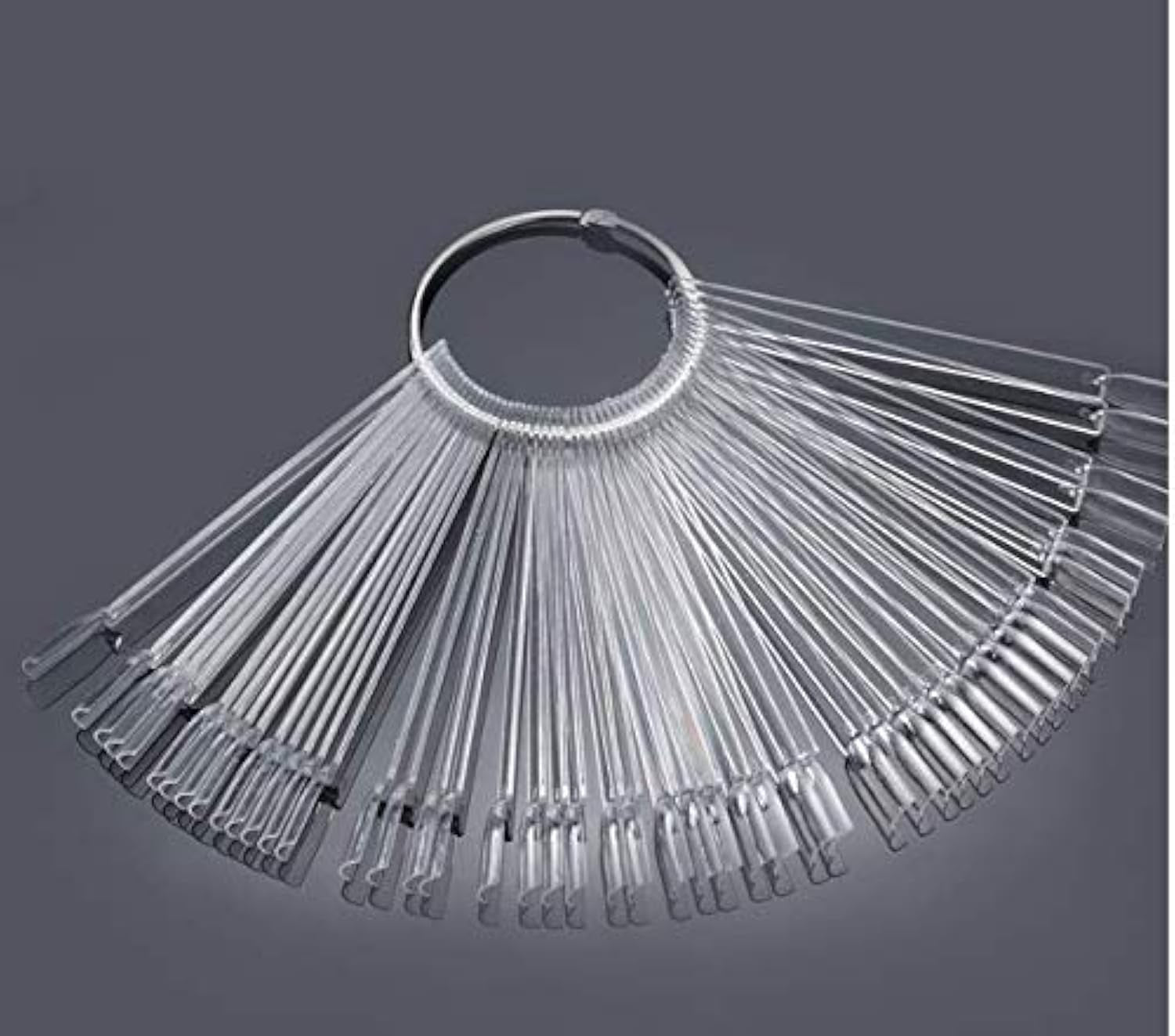 50pcs anneaux de pointe d'art d'ongle, plaques transparentes de couleur, bâtons d'anneau d'affichage de vernis à ongles, pratique de salon de manucure, affichage de pointe d'ongle pour l'affichage et la pratique de bricolage d'art d'ongle