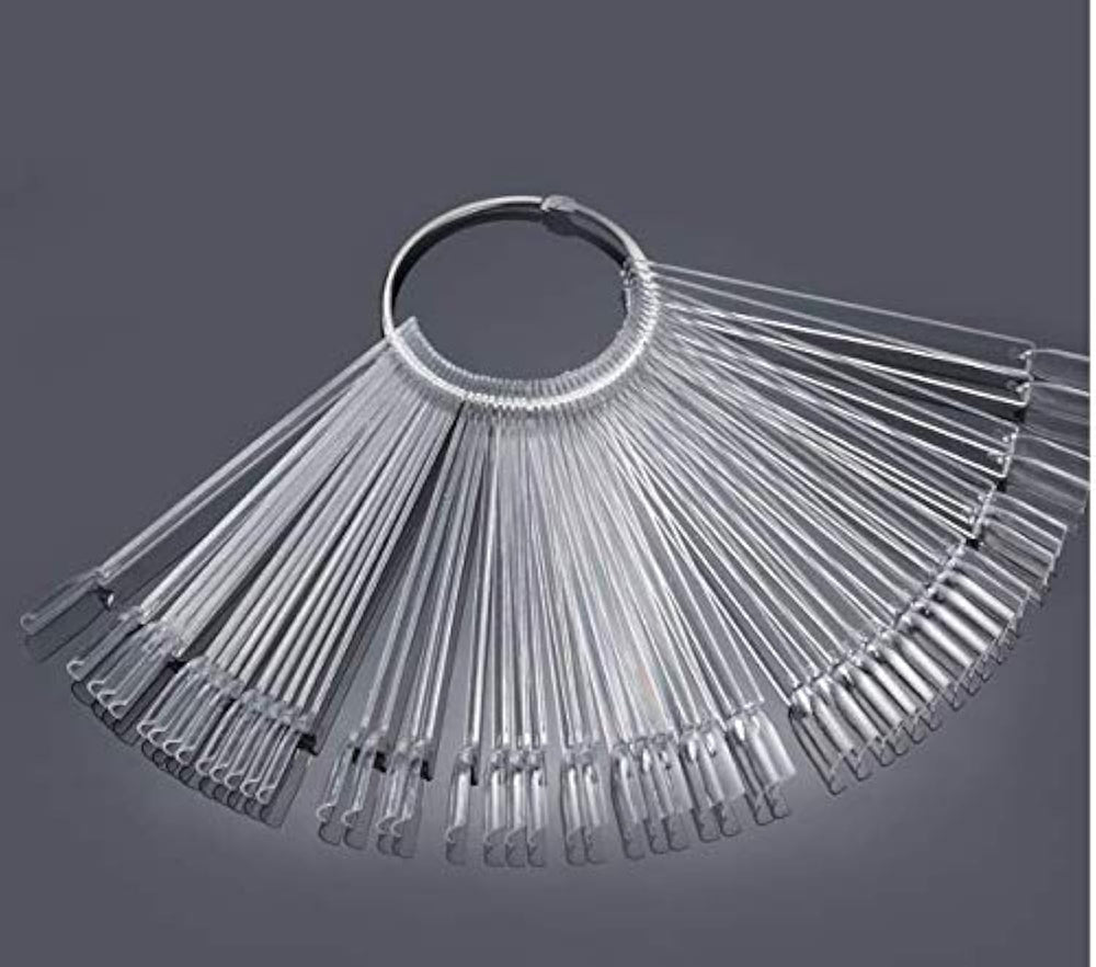 50pcs anneaux de pointe d'art d'ongle, plaques transparentes de couleur, bâtons d'anneau d'affichage de vernis à ongles, pratique de salon de manucure, affichage de pointe d'ongle pour l'affichage et la pratique de bricolage d'art d'ongle