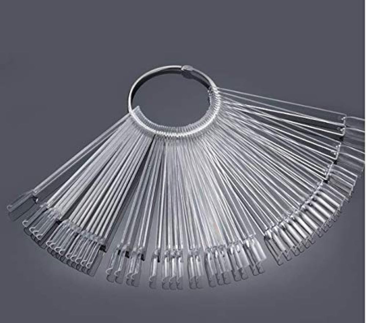 50pcs anneaux de pointe d'art d'ongle, plaques transparentes de couleur, bâtons d'anneau d'affichage de vernis à ongles, pratique de salon de manucure, affichage de pointe d'ongle pour l'affichage et la pratique de bricolage d'art d'ongle