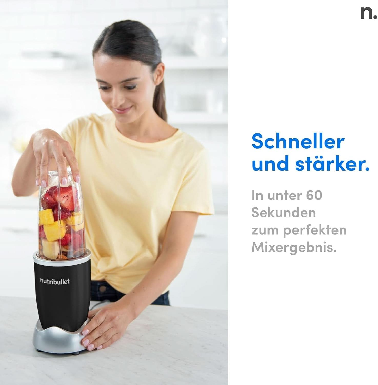 Nutribullet Pro, 900 Watt Leistung, Einfach Und Schnell in Der Anwendung, Kompakt, Leicht Zu Reinigen, Mit 700 Ml Becher, Smoothiemixer, Smoothie Maker, Elektrischer Mixer, NB904B, Schwarz Mama si Copilul Naty Shop