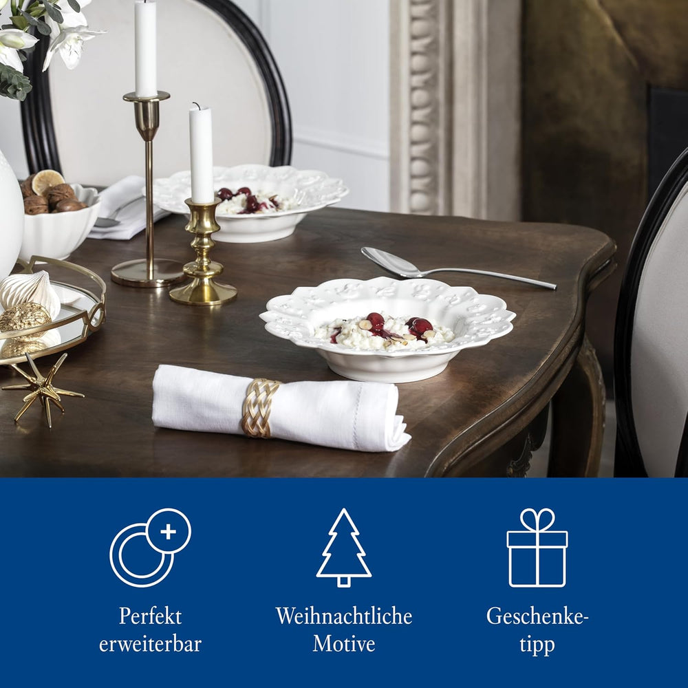 Villeroy & Boch Toy's Delight Royal Classic Service de table 12 pièces, passe au lave-vaisselle et au micro-ondes, blanc, assiettes, service de table pour 4 personnes, vaisselle de Noël, jouets, porcelaine premium