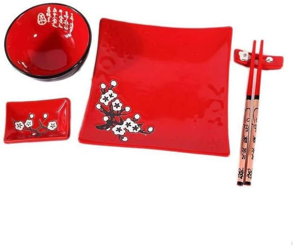 Service de Table Japonais Complet 2381, Porcelaine, Rouge
