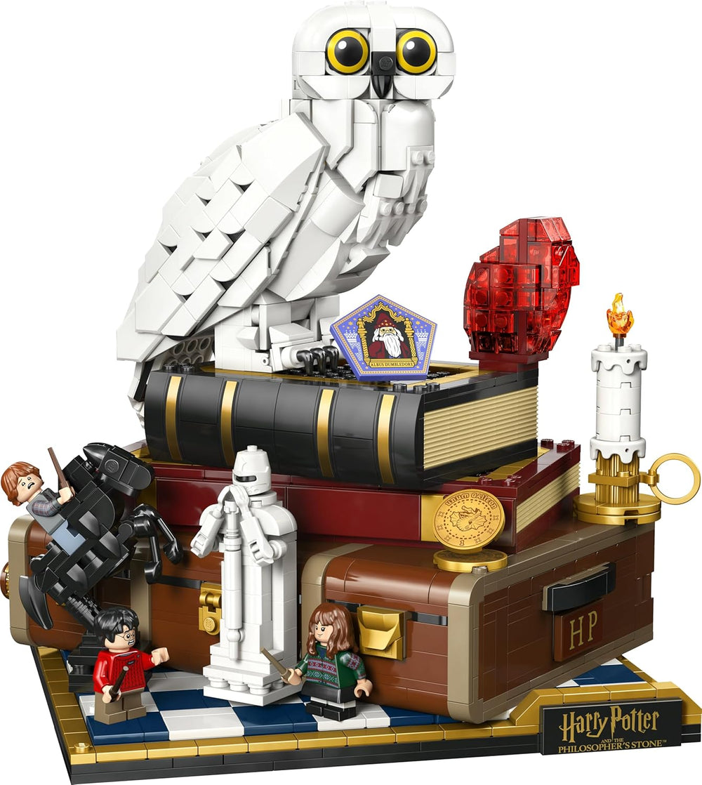 LEGO Harry Potter Stein der Weisen - Sammlredition - DIY Deko - Modellbau mit Miniatur Filmszenen - Hedwig Eulenfigur, 3 Minifiguren - Geschenk zum Vatertag - 76466