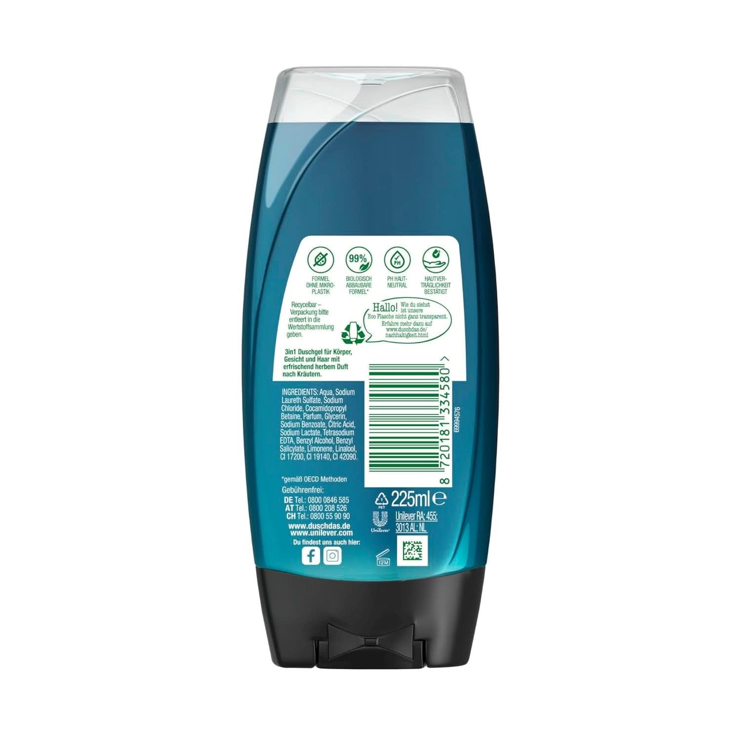 Duschdas Gel de duș pentru bărbați, 6 x 225 ml Duș și baie Naty Shop