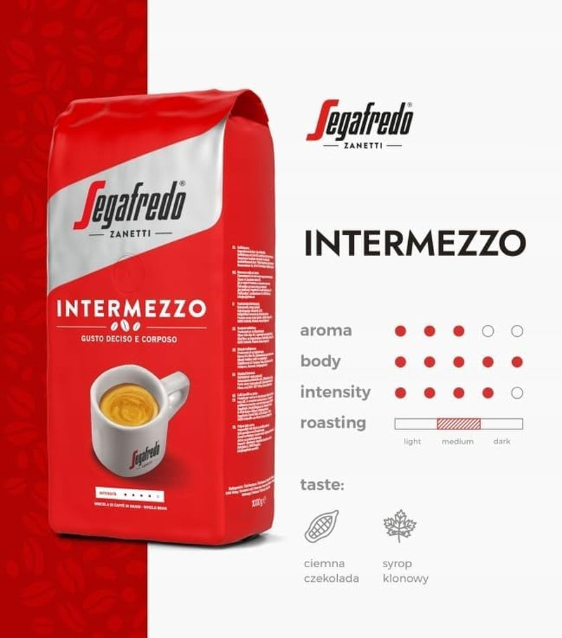 SEGAFREDO Intermezzo ESPRESSO ganze Bohne 4x1000g (4000g) - italienscher Kaffee