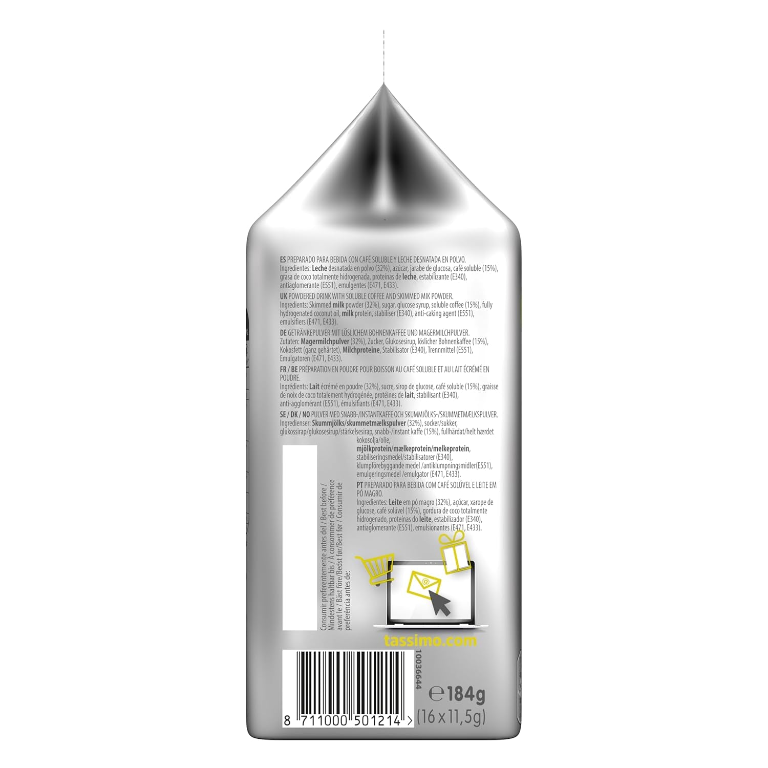 Tassimo Kapseln Marcilla Cortado, 5 x 16 tampons, 80 Kaffeekapseln